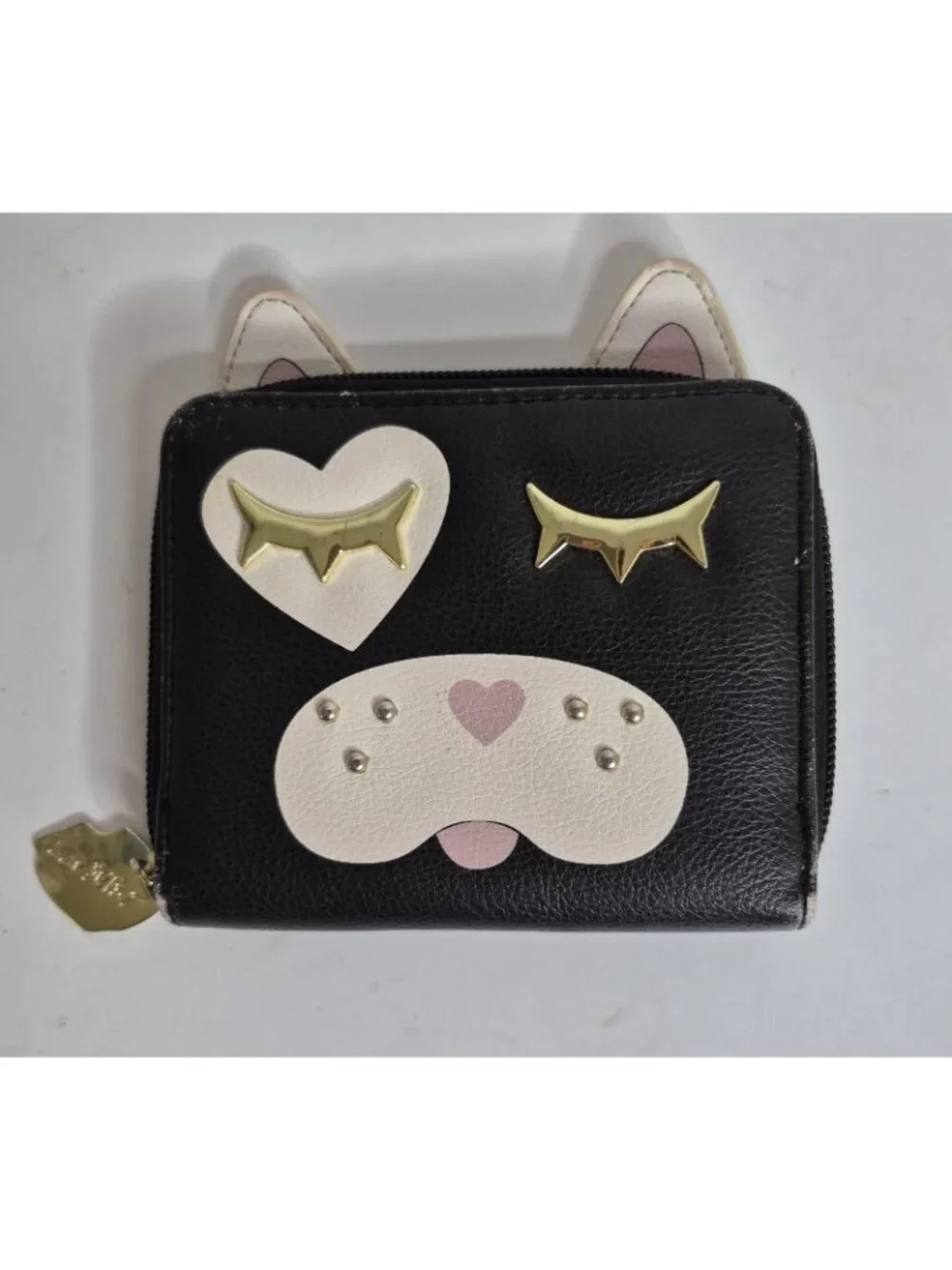 Luv Betsey Johnson Black 3D Cat Face Zip-Around Bifold Wallet 5